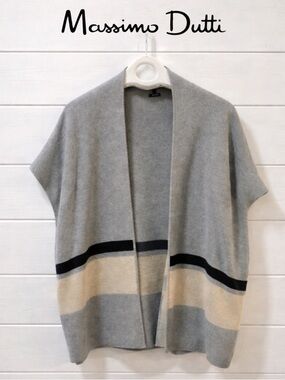 MASSIMO DUTTI Grey & Beige Oversized Knit Vest – Size S fit S to XL